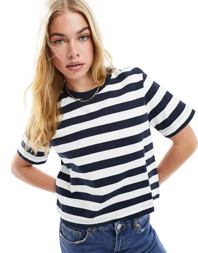 Selected Femme boxy fit t-shirt in navy stripe