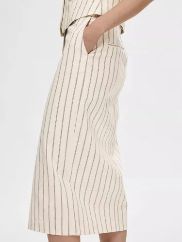 SELECTED FEMME Hilda Stripe Pencil Skirt, Sandshell - Sandshell - Female