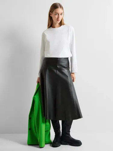 SELECTED FEMME Leather Midi Skirt, Black - Black - Female