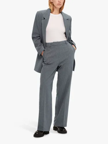 SELECTED FEMME Pinstripe Trousers, Grey Melange - Grey Melange - Female