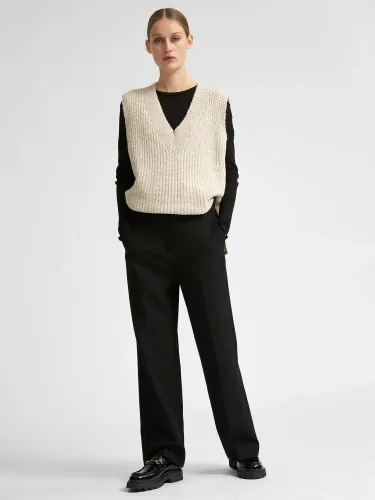 SELECTED FEMME Straight Cut Tailored Trousers, Black - Black - Female