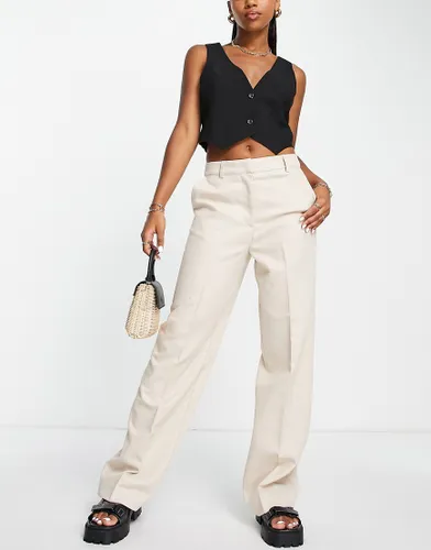 Selected Femme tailored twill suit trousers in cream-White