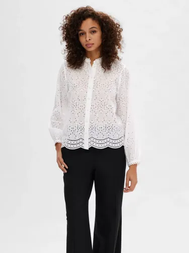 SELECTED FEMME Taina Broderie Blouse - Bright White - Female