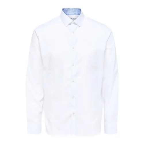 Selected Homme , Classic White Button-Front Shirt ,White male, Sizes: