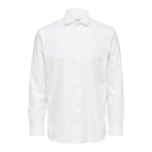 Selected Homme , Classic White Button-Up Shirt ,White male, Sizes: