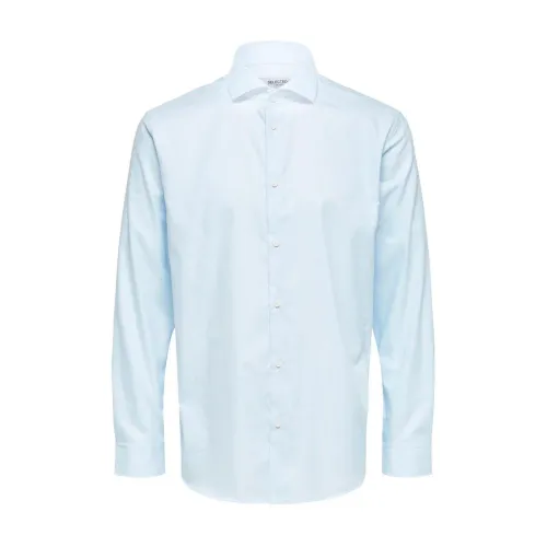 Selected Homme , Light Blue Classic Button-Up Shirt ,Blue male, Sizes: