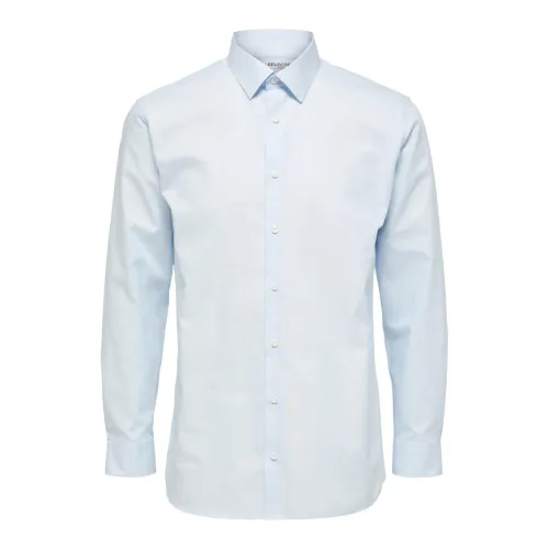 Selected Homme , Light Blue Plain Long Sleeve Shirt for Men ,Blue male, Sizes: