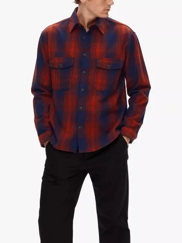 SELECTED HOMME Mason Recycled Cotton Flannel Shirt - Cherry Mahogany - Male