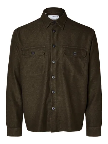 SELECTED HOMME Men's Slhmason-Twill Overshirt Ls Noos Long