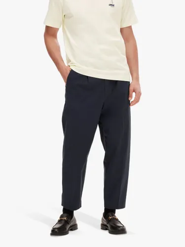 SELECTED HOMME Relaxed Thigh Tapered Trousers, Navy - Navy - Male