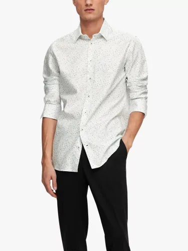 SELECTED HOMME Slim Fit Long Sleeve Floral Shirt, White - White - Male