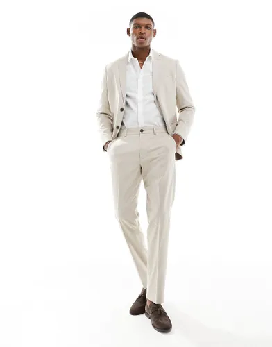 Selected Homme slim fit suit trouser in beige-Neutral