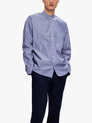 SELECTED HOMME Stripe Formal Long Sleeve Shirt - Blue/White - Male