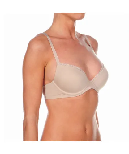 Selene NURIA WoMens push-up microfiber bra with underwire and cups - Brown Polyamide