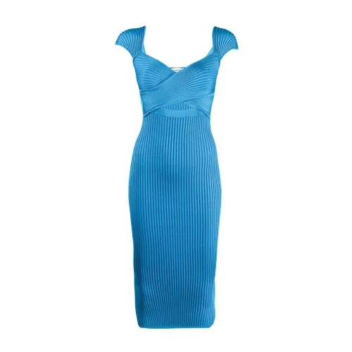 Self Portrait , Blue Knit Midi Dress - Pf22-053 ,Blue female, Sizes: