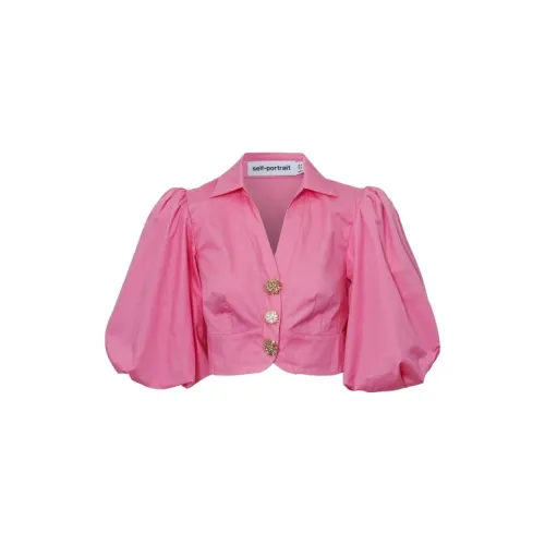Self Portrait , Elegant Buttoned Crop Top - Uk06/02Us ,Pink female, Sizes: