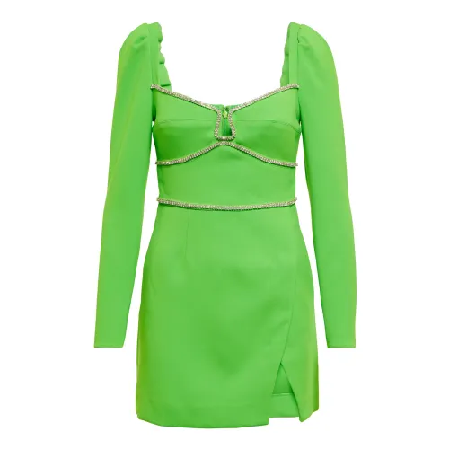 Self Portrait , Green Crepe Mini Dress - Uk10/Us06 ,Green female, Sizes:
