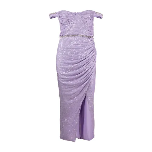 Self Portrait , Lilac sequin midi dress ,Purple female, Sizes: