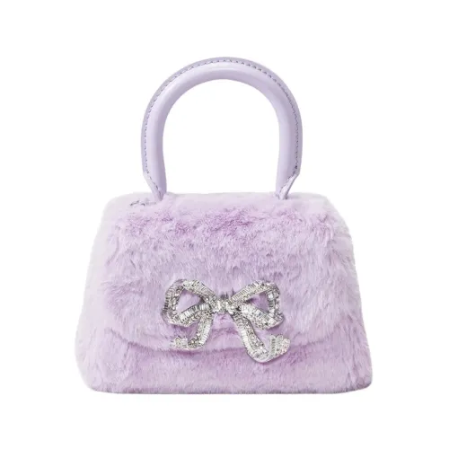 Self Portrait , Micro Fluffy Bow Handbag ,Purple female, Sizes: ONE SIZE