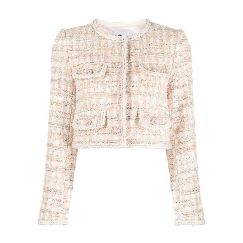 Self Portrait , Pink Aw23 Tweed Jacket for Women ,Pink female, Sizes: