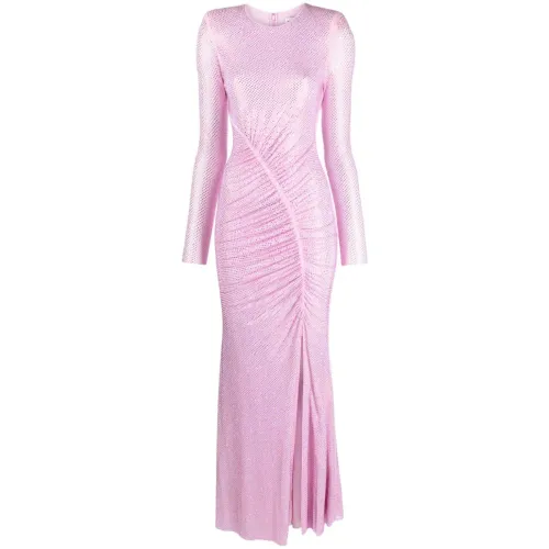 Self Portrait , Pink Dress with Crewneck and Zip Closure ,Pink female, Sizes: