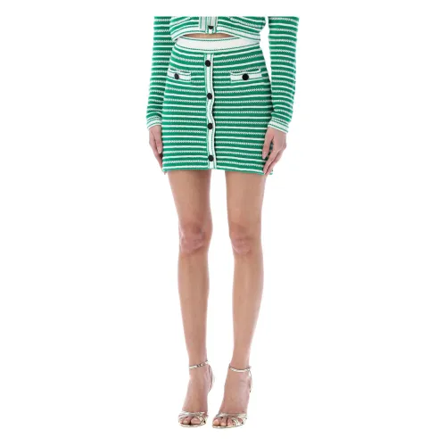 Self Portrait , Rope Knit Mini Skirt Ss22139Gk ,Green female, Sizes: