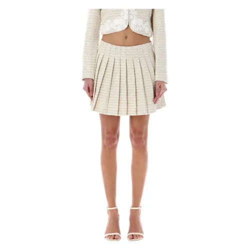 Self Portrait , Womens Clothing Skirts Gold White Ss24 ,White female, Sizes: