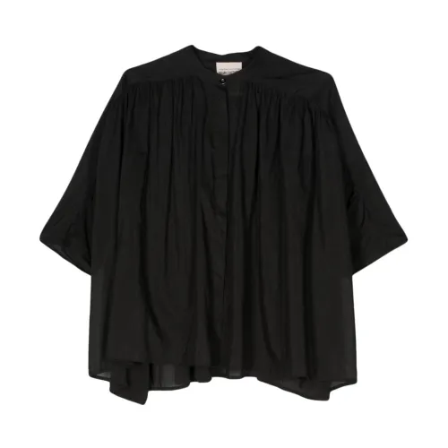 Semicouture , Black Semi-Sheer Shirt with Details ,Black female, Sizes:
