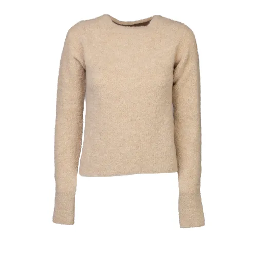 Semicouture , Bouclé Boatneck Sweater ,Beige female, Sizes: