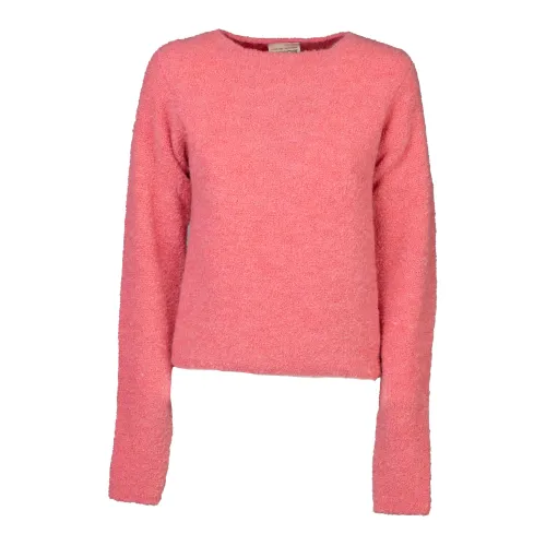Semicouture , Bouclé Boatneck Sweater ,Pink female, Sizes: