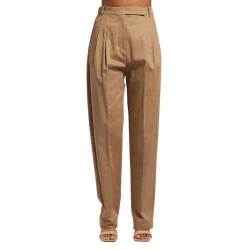 Semicouture , High waist trousers with double peces ,Brown female, Sizes:
