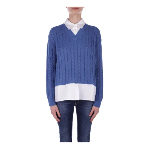 Semicouture , Semicouture Sweaters Blue ,Blue female, Sizes: