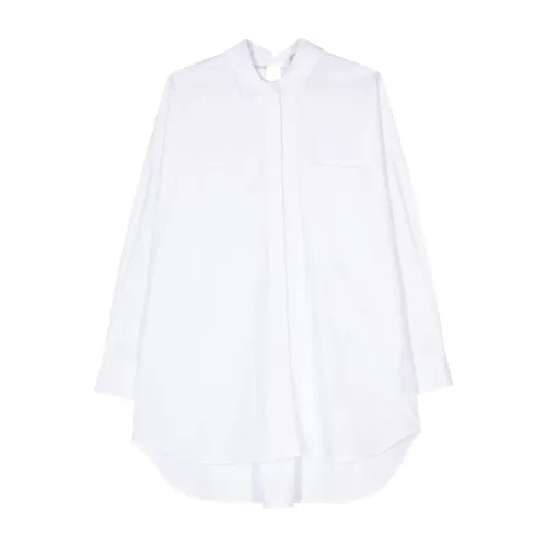 Semicouture , White Poplin Shirt with Open Back ,White female, Sizes: