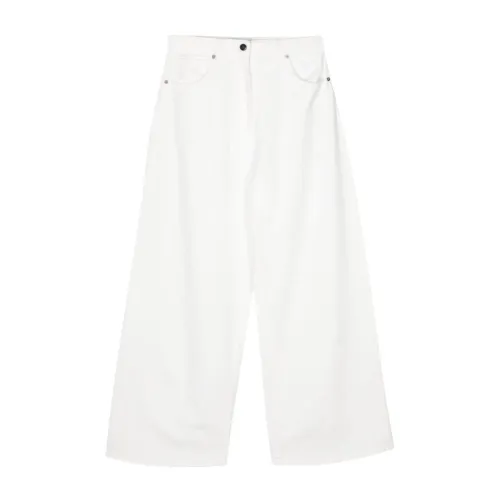 Semicouture , White Wide Leg Denim Jeans ,White female, Sizes:
