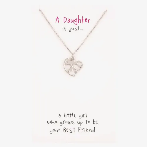 Sentiments Daughter Dolphin Heart Pendant 15955A