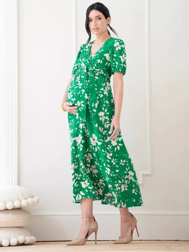 Seraphine Mavie Abstract Floral Print Midi Maternity Dress, Green/Multi - Green/Multi - Female