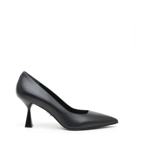 Sergio Levantesi , Black Leather Julia Decolté 8cm Heel ,Black female, Sizes: