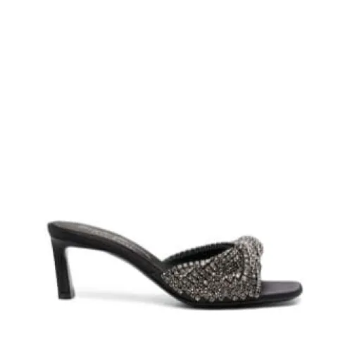 Sergio Rossi , Crystal-Embellished Heel Mules ,Black female, Sizes: