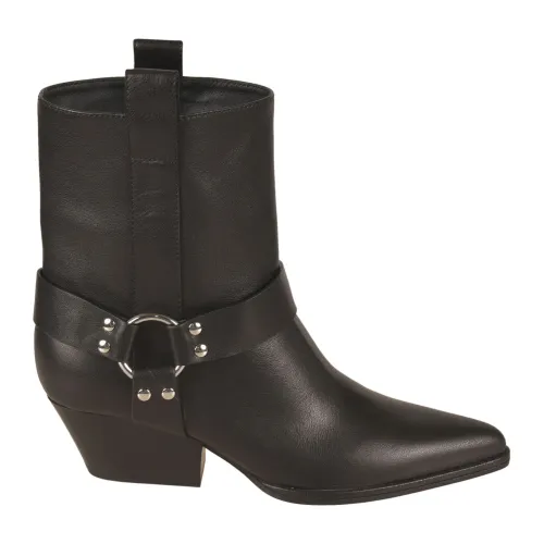 Sergio Rossi , Elegant Black and Grey Cowboy Boots ,Black female, Sizes: