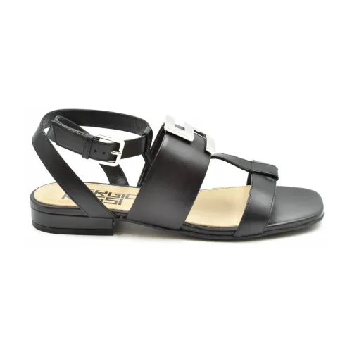 Sergio Rossi , Elegant Summer Flat Sandals ,Black female, Sizes:
