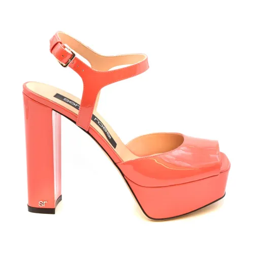 Sergio Rossi , Elevate Your Style with Leather Sandals ,Red female, Sizes: