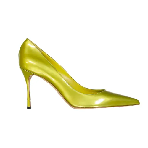 Sergio Rossi , Patent Leather Pointed Toe Pumps ,Green female, Sizes: