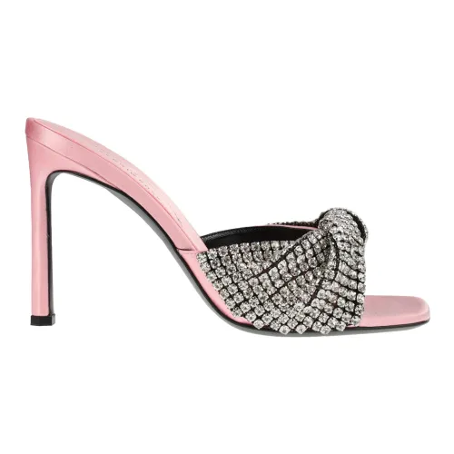 Sergio Rossi , Pink Strass Sandal - Regular Fit - Suitable for All Temperatures ,Pink female, Sizes: