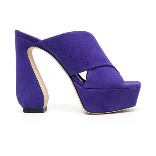 Sergio Rossi , Purple Slide Sandals with 135mm Heel ,Purple female, Sizes: