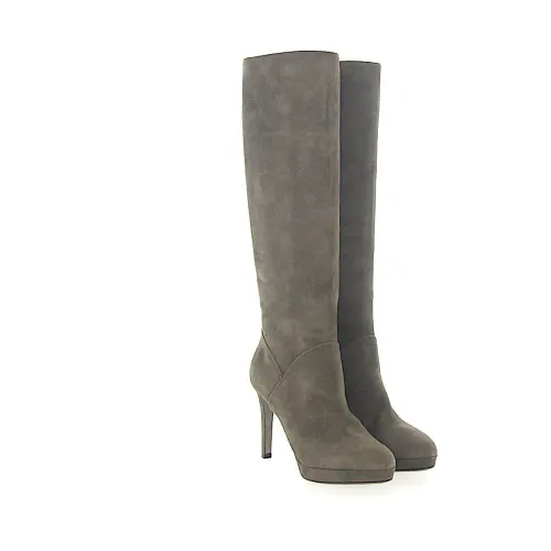 Sergio Rossi , Sophisticated Budapester Heeled Boots ,Gray female, Sizes: