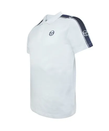 Sergio Tacchini Mens Foley Polo Shirt Taped White Top 38731 100 Textile