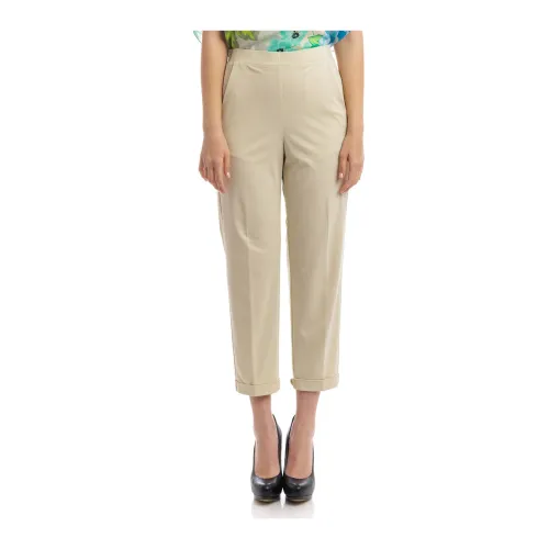 Seventy , Cropped Trousers ,Beige female, Sizes: