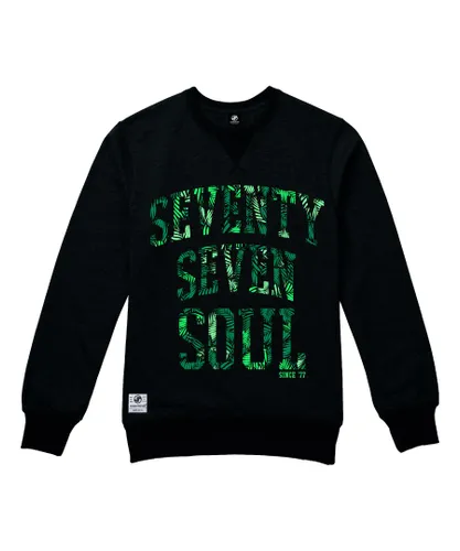 Seventy Seven Mens SeventySeven Black Heather "Tropical Soul" Crew Sweatshirt Cotton