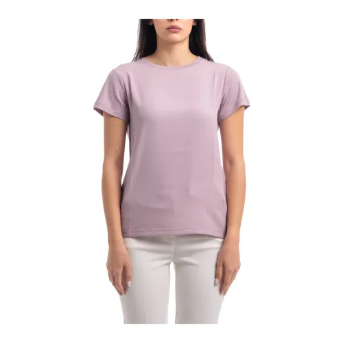 Seventy , Silk and Jersey Crewneck T-Shirt ,Purple female, Sizes: