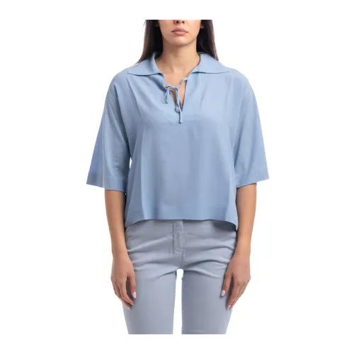 Seventy , Tencel Shirt ,Blue female, Sizes: